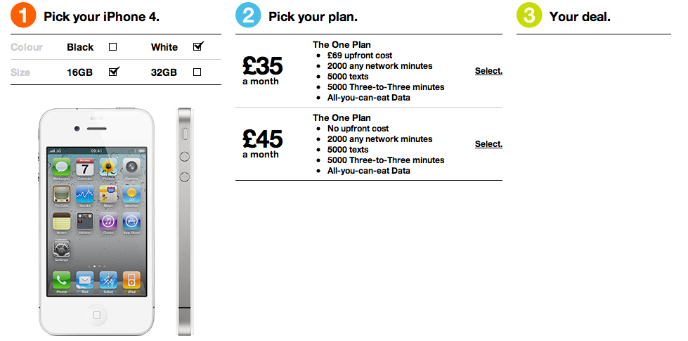 White iPhone 4 Showing On Three UK Site