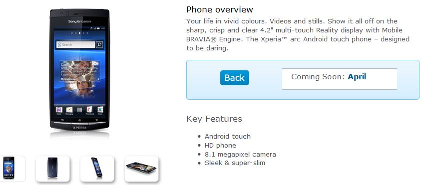 Xperia Arc coming to o2 very soon