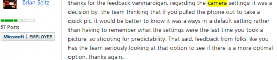 Camera settings in Windows Phone 7   Microsoft responds