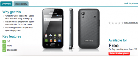 Samsung Galaxy Ace Now On Vodafone