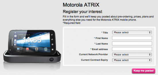 Motorola Atrix Confimed On T Mobile