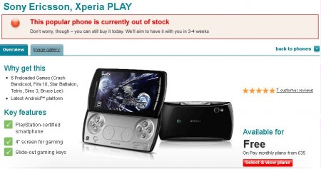 Vodafone start selling Xperia PLAY   Immediately sells out