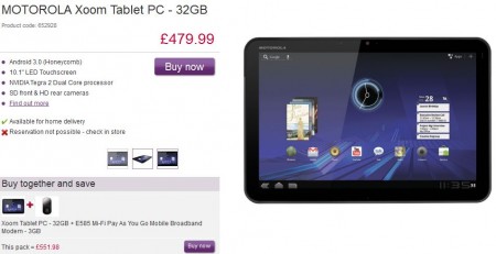 Motorola Xoom   Now £479.99