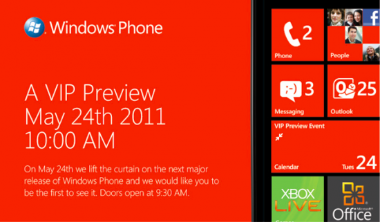 Next major release of Windows Phone 7 coming on May 24th