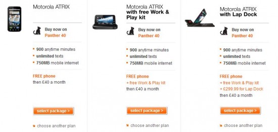 Motorola ATRIX deals on Orange