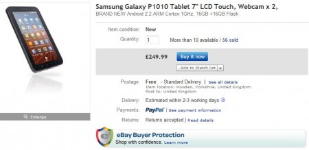 Samsung Galaxy Tab, now just £249.99