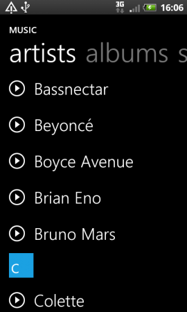 Windows Phone 7 style music player for Android