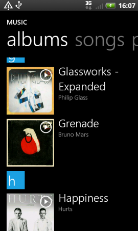 Windows Phone 7 style music player for Android