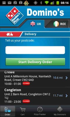 Dominos release pizza delivery app for Android