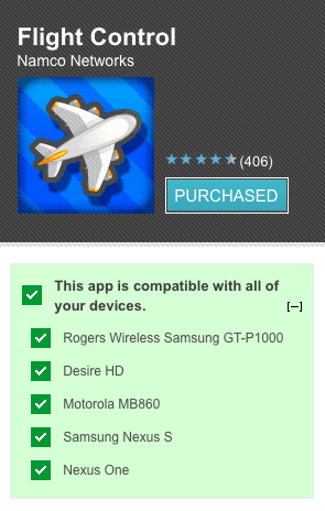 Android Market Checks Compatibility