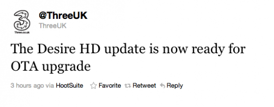 Desire HD On Three Gingerbread Update