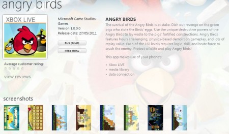 Angry Birds now available for Windows Phone too