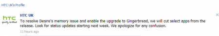 The latest twist! HTC will remove selected Apps from the Desire to run Gingerbread.