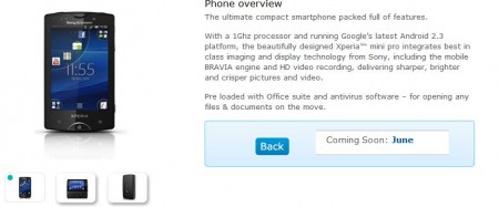 Xperia Mini Pro release dates