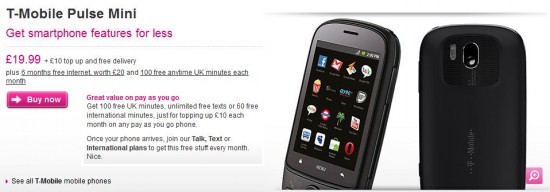 A rather excellent T Mobile Pulse Mini deal