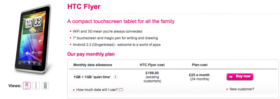 HTC Flyer Now On T Mobile UK