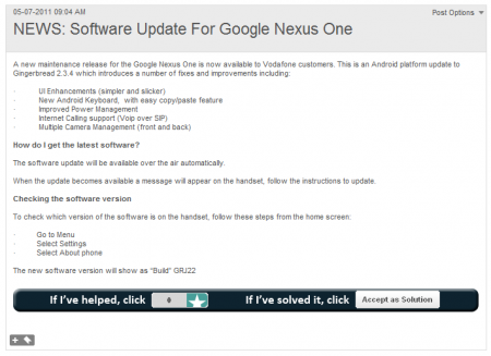 Vodafone release Android 2.3.4 Gingerbread for Nexus one