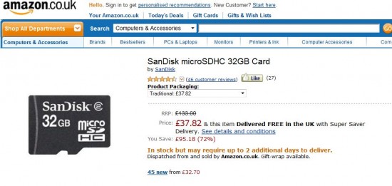 Deal   Cheap SanDisk 32GB microSD card