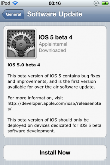 Apple release iOS Beta 4