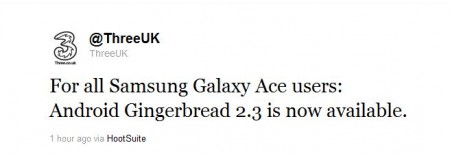 Samsung Galaxy Ace blessed with Android 2.3 on Three