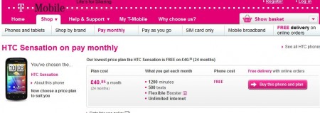 Sensation offered up by T Mobile