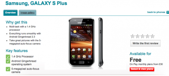 Galaxy S Plus Lands On Vodafone