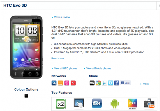 EVO 3D Lands At Carphone Warehouse