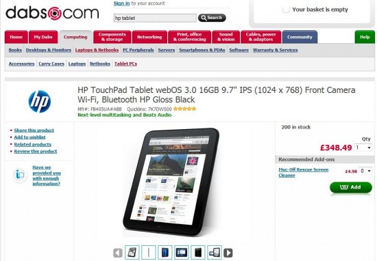 Bargain frenzy   The HP TouchPad at dabs.com