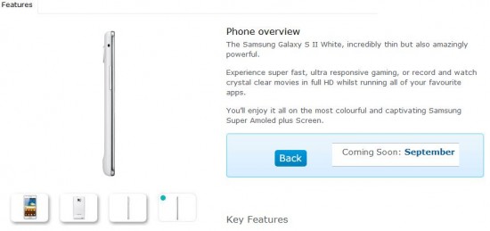 White Galaxy SII Also arriving on O2