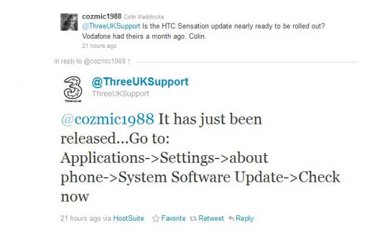 HTC Sensation handsets on Three receiving Android 2.3.4