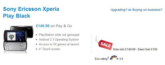 Xperia Play less than £150 on O2