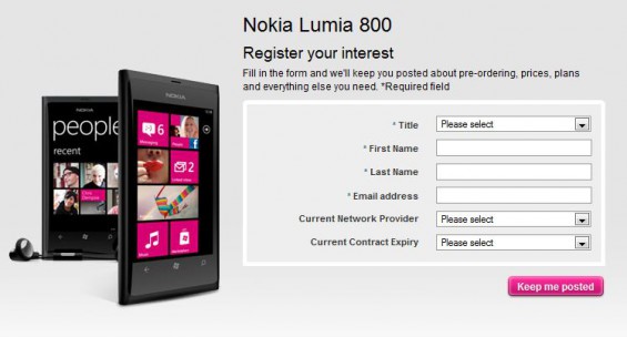T Mobile offers up the Nokia Lumia 800 too