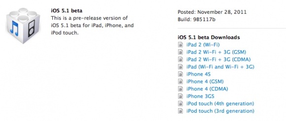 Apple Release iOS5.1 beta