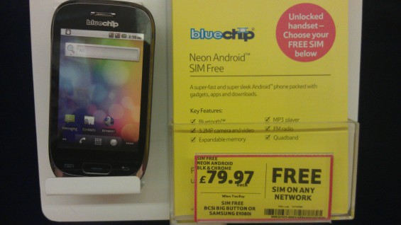 Cheap Bluechip Android handset SIM free at Tesco