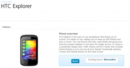 O2 to offer up the HTC Explorer this month