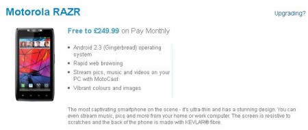 Motorola RAZR now available on O2