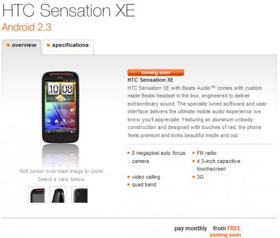 HTC Sensation XE headed to Orange