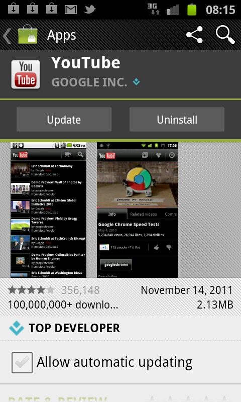 YouTube App receives an update