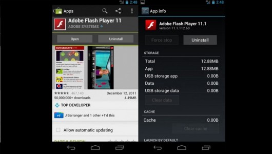 Adobe Flash Player now supports Android 4.0