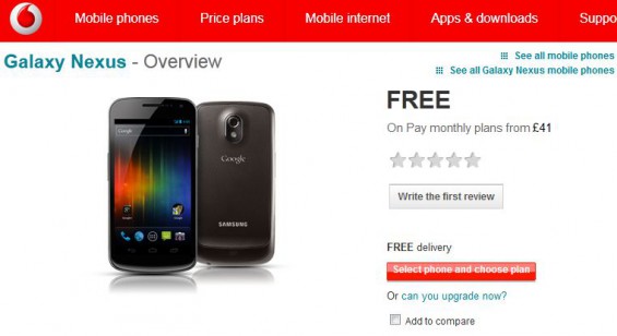 Galaxy Nexus   Now Available on Vodafone