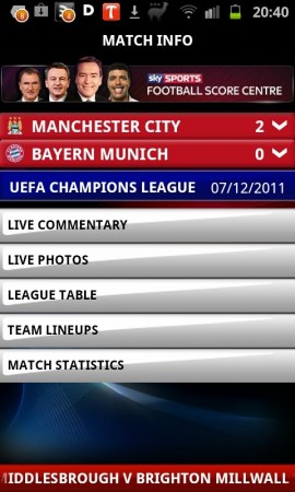 Sky Sports Live Football Score Centre available for Android