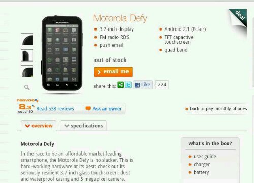 Orange Motorola Defy deal, already gone!