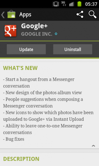 Google+ Android app updated. Now includes video chat.