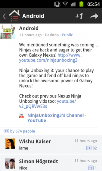 So what did Android Google+ have instore for us?