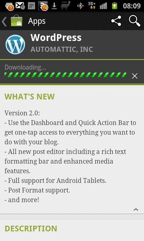 Wordpress Android app updated