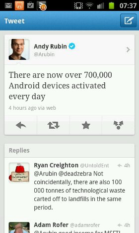 The Android growth continues   700k activations per day