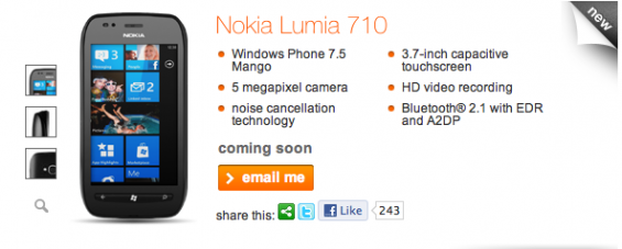 Nokia Lumia 710 Coming To Orange