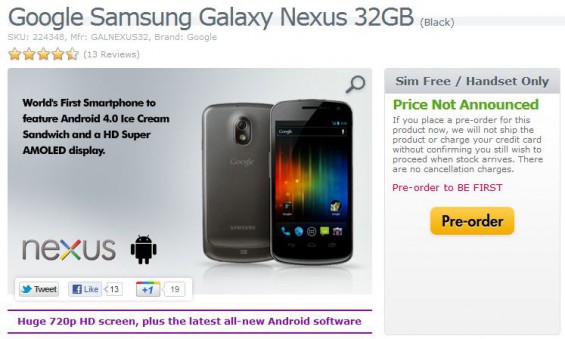 Galaxy Nexus 32GB coming to Expansys soon