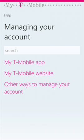 My T Mobile for Windows Phone