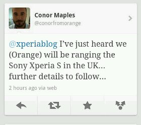 Orange and O2 confirm they are to carry the Xperia S
